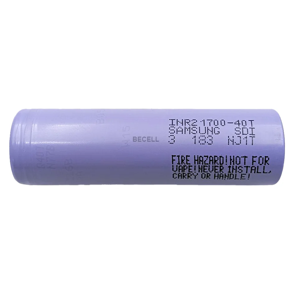 Samsung 40T 21700 battery close-up – 4000mAh power tool cell with 35A discharge