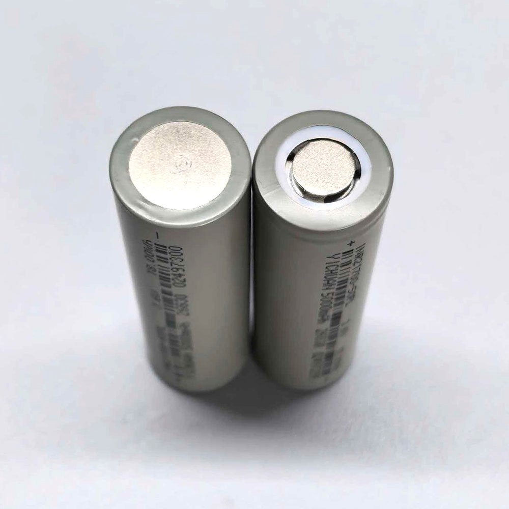 YICHUAN 21700 50PL 21700 lithium-ion cell showing positive and negative terminals