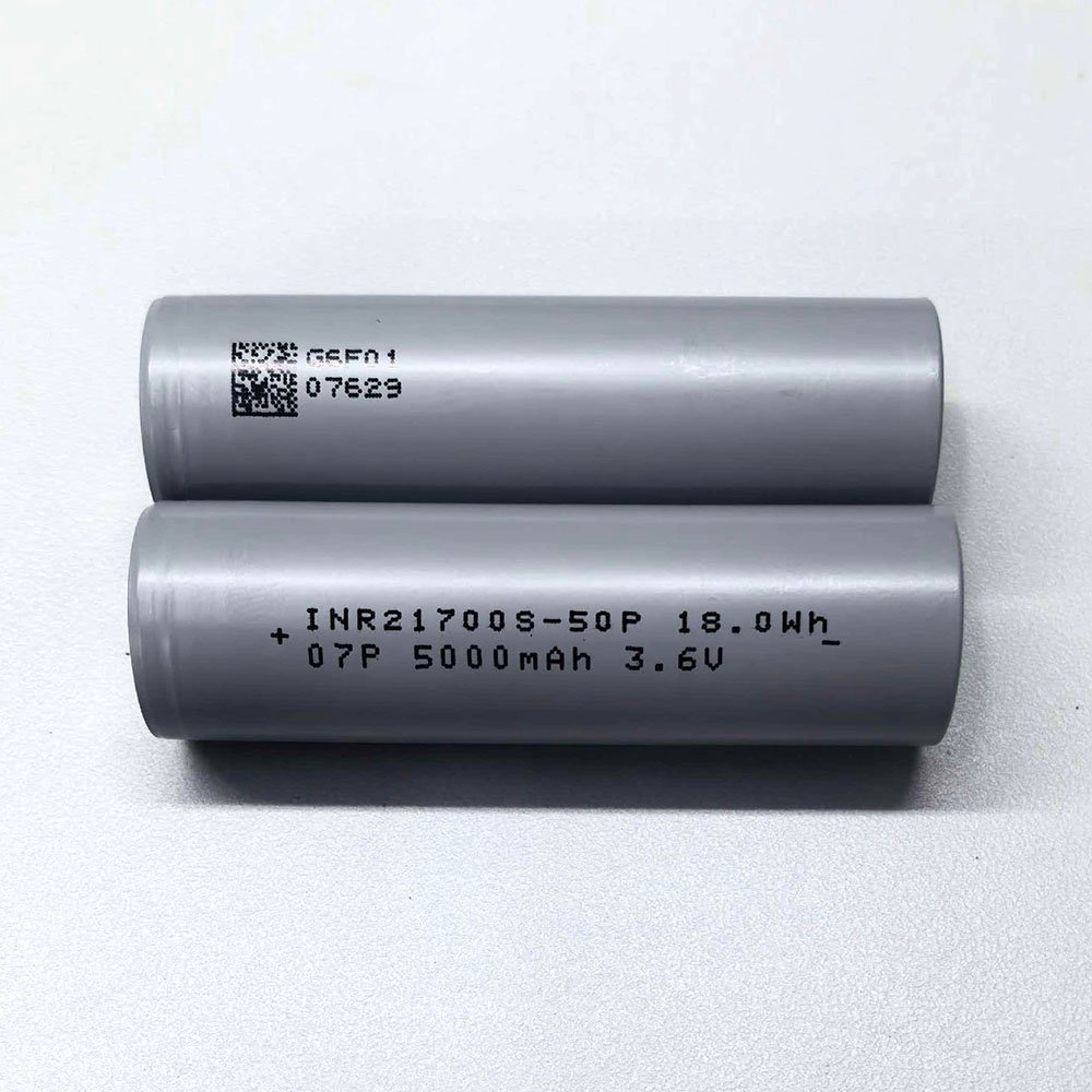 LinkData INR21700S-50P 21700 battery front view – gray sleeve, 5000mAh high-power cell
